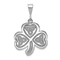 Rhodium Over 14K White Gold Trinity Clover Pendant