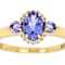 Tanzanite Oval And Round With White Zircon Ring In 18K Gold Over
Sterling Silver 0.86ctw