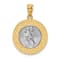 14k Two-tone Gold Polished and Textured St. Christopher Medal Pendant