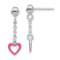 Sterling Silver Pink Enamel Heart Post Dangle Earrings
