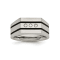 White Cubic Zirconia Two-Tone Brushed Stainless Steel Mens Ring