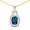 1.95ctw 14K Yellow Gold Blue London Blue Topaz and White Diamond Pendant
with 18 inch Cable Chain