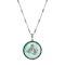 White Base Metal Round Turquoise Horse Pendant Necklace 18"