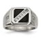 White Cubic Zirconia And Black Enamel Stainless Steel Men's Ring