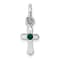 Rhodium Over Sterling Silver Child's May Green Preciosca Crystal Cross Pendant