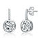 Square CZ Bezel-Set Drop Earrings In White Rhodium Over Brass