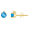 4mm Round Blue Topaz with Diamond Accents 14k Yellow Gold Stud Earrings