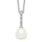Rhodium Over Sterling Silver 7-8mm White Freshwater Cultured Pearl Cubic
Zirconia Necklace