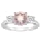 8mm Round Rose Quartz And White Topaz Rhodium Over Sterling Silver
3-Stone Ring
