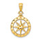 14k Yellow Gold Diamond-Cut, Polished and Textured Compass Pendant