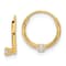 14K Yellow Gold Polished 2mm Cubic Zirconia on Small Endless Hoops Earrings