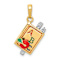 14K Two-tone Gold  3D Enameled ABC School Book Pendant