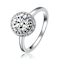 CZ Halo Engagement-Style Ring In Sterling Silver