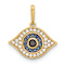 14k Yellow Gold Polished Multi-color Cubic Zirconia Evil Eye Pendant