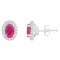 6x4mm Oval Ruby 1/6 ctw Diamond Rhodium Over Sterling Silver Halo Stud Earrings
