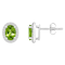7x5mm Oval Peridot And Created White Sapphire 10k White Gold Halo Stud Earrings