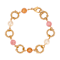 Gold Tone Multi Color Faux Pearl Round Link Bracelet
