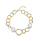 Pear Shape Freshwater Pearl Station Bracelet In 14K Gold Over Sterling Silver