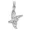 Rhodium Over 14k White Gold Textured Pelican Flying Pendant