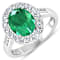 2.63ctw Green Emerald and Diamond 14K White Gold Halo Ring
