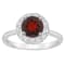 7mm Round Garnet And White Topaz Accents Rhodium Over Sterling Silver
Halo Ring
