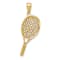 14k Yellow Gold Solid 3D Polished and Textured Tennis Racquet Pendant