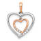 10k White Gold and 10k Rose Gold Diamond Heart Pendant
