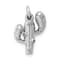 Rhodium Over 14k White Gold Diamond Cactus Pendant