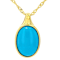 Turquoise Bezel Set Solitaire Pendant Necklace In 18K Gold Over Sterling
Silver 14x10mm