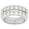 Oval CZ Set Of Two Stackable Band Rings In Rhodium Over Brass 5.30ctw