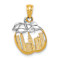 14k Two-tone Gold Textured Cut-out New York Skyline in Apple Pendant