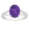 10x8mm Oval Amethyst Rhodium Over Sterling Silver Ring
