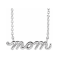 14K White Gold Petite Lowercase Script mom Necklace, 18 Inches.