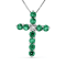 1.33ctw Emerald and Diamond Cross Pendant in 14K White Gold