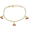 Children's Cherry Enamel Charm Bracelet in 18K Yellow Gold Over Sterling Silver