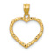 14k Yellow Gold Polished and Textured Open Heart Pendant