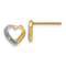 14k Yellow Gold and Rhodium Over 14k Yellow Gold Diamond Heart Stud Earrings