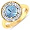 2.38ctw Blue Aquamarine and Diamond 14K Yellow Gold Halo Ring