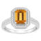 8x6mm Emerald Cut Citrine 1/5 ctw Diamond Rhodium Over Sterling Silver
Halo Ring