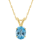 8x6mm Oval Blue Topaz 14k Yellow Gold Pendant With Chain
