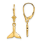 14k Yellow Gold Small Whale Tail Dangle Earrings
