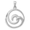 Rhodium Over Sterling Silver Polished and Brushed Double Wave Pendant