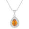 8x5mm Pear Shape Citrine and White Topaz Accent Rhodium Over Sterling
Silver Halo Pendant w/Chain