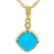 Turquoise Square Cushion And Lab-Grown Diamond Pendant Necklace In 18K
Gold Over Sterling Silver