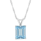 10x8mm Emerald Cut Sky Blue Topaz Rhodium Over Sterling Silver Pendant
With Chain