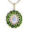 Opal, Chrome Diopside And Yellow Diamond Pendant Necklace In 18K Gold
Over Sterling Silver 3.25ctw