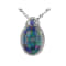 Multicolor Mosaic Opal Triplet Rhodium Over Silver Pendant Chain 0.11ctw