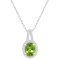 8x6mm Oval Peridot 1/7 ctw Diamond Rhodium Over Sterling Silver Halo
Pendant with Chain