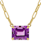 Amethyst Station Paperclip Necklace In 18K Gold Over Sterling Silver 4.67ct