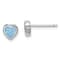 Rhodium Over Sterling Silver 6mm Blue Created Opal Heart Post Earrings